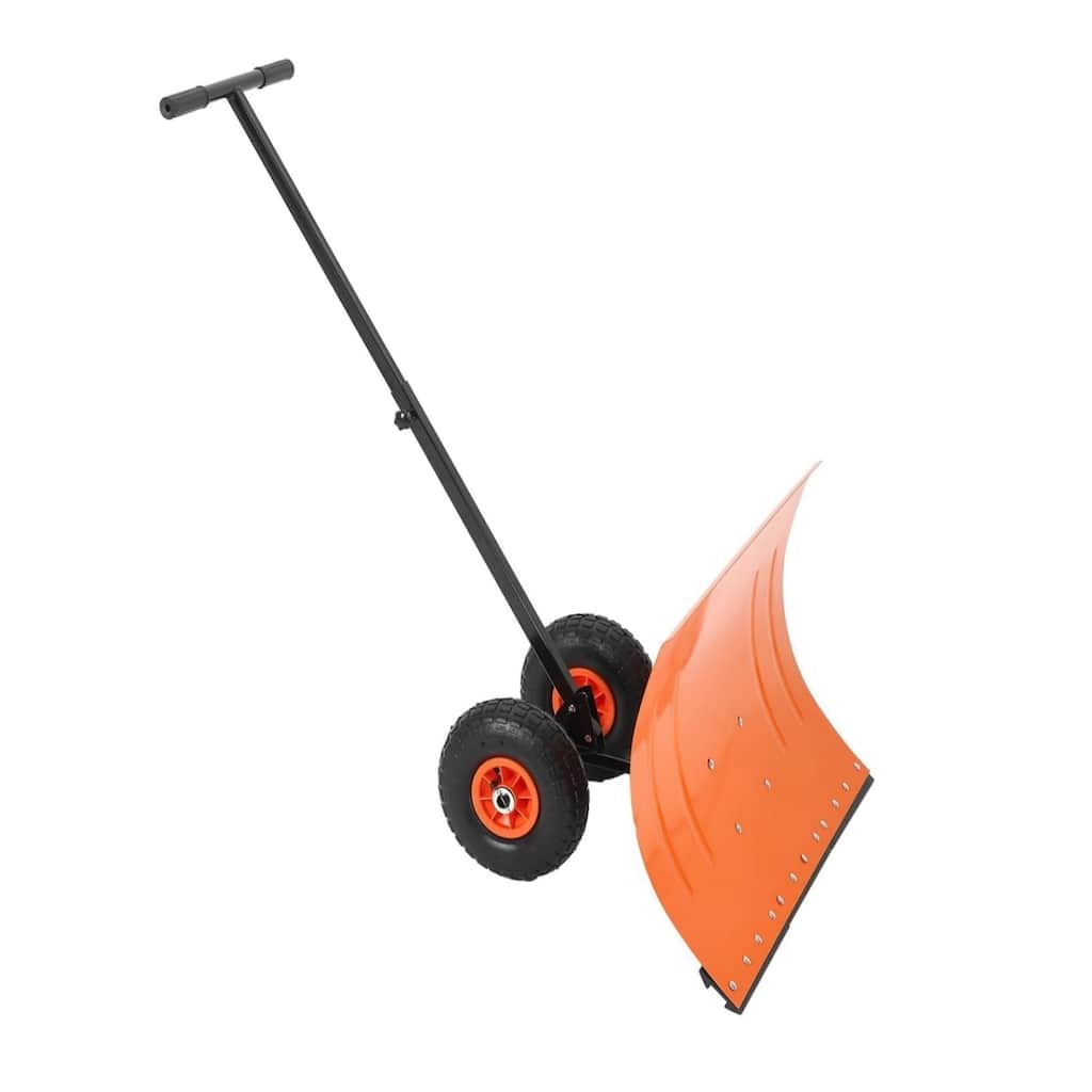 20Inch Wide Snow Shovel with Wheels Adjustable Snow Pusher with 5-Position Angle and Height Handle