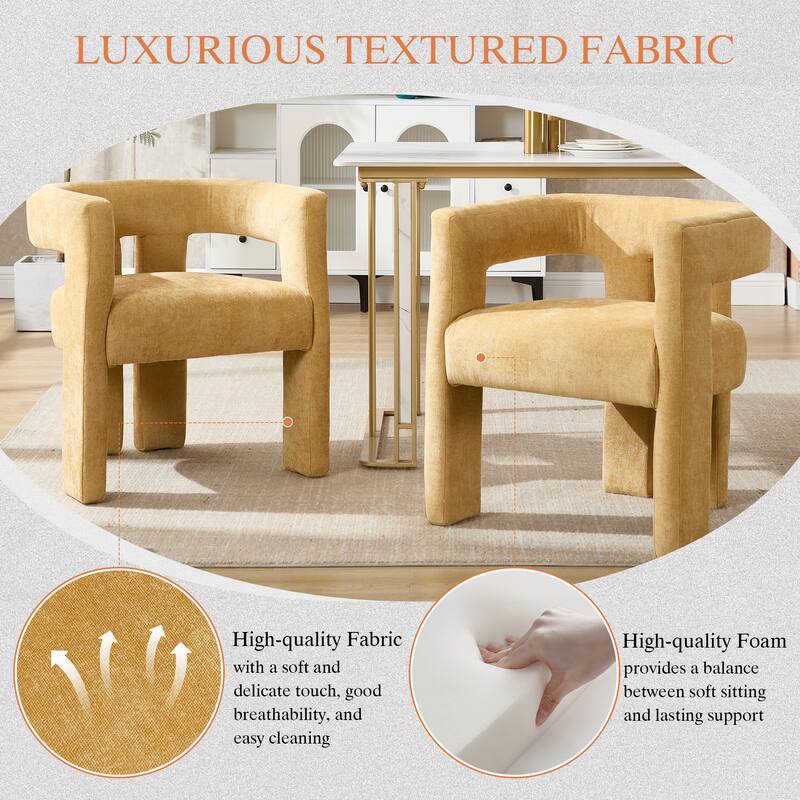 Barrel Chair Side Chair Yellow Accent Chair Set of 2, Modern Reading Chair Reception Chair Kitchen Chair