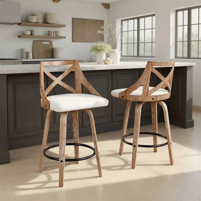 The Gray Barn Charlotte 26" Fixed-Height Counter Stool with Bent Wood Legs (Set of 2)