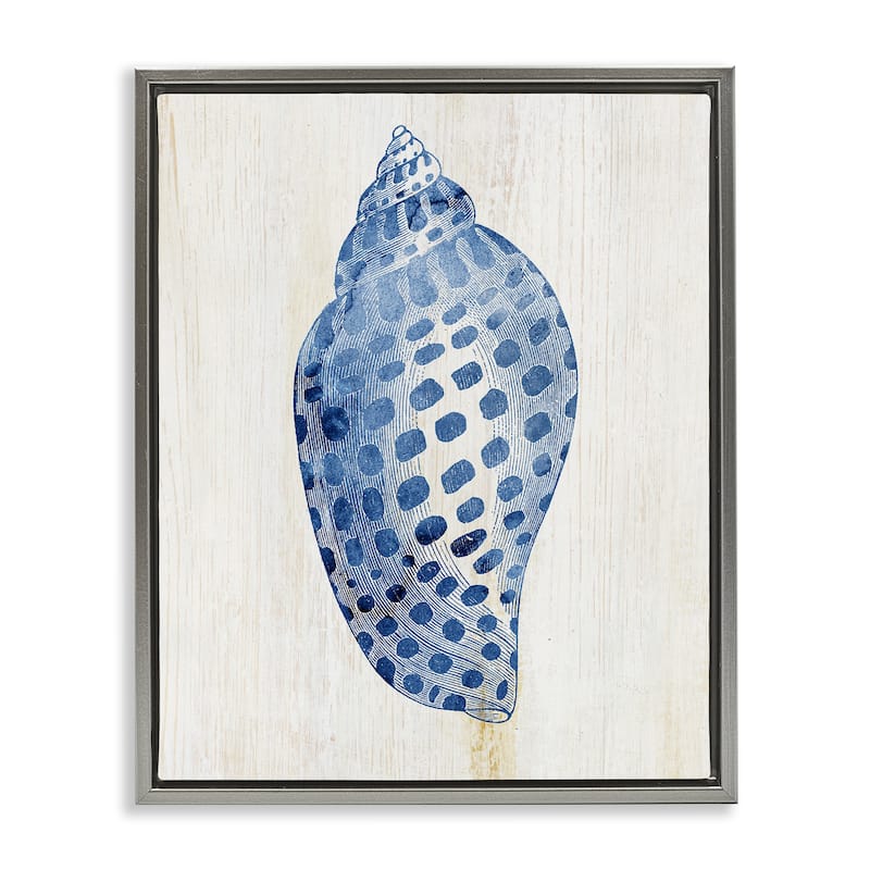 Stupell Spotted Blue Cowrie Shell Framed Floater Canvas Wall Art Design By Susan Arnot - 17 x 21 - Grey