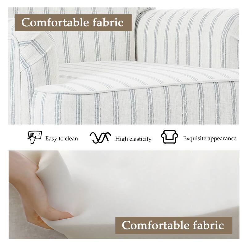 Linen Upholstered Armchair Nailhead Trim Accent Chair