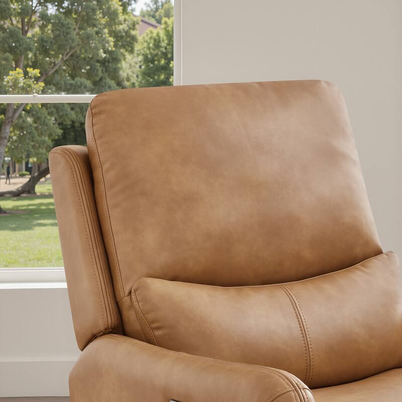 Dublin 30" Swivel Power Recliner Arm Chair Saddle Brown Faux Leather