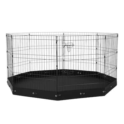 30 Inch Foldable Dog Playpen with Bottom Pad and Secure Stakes