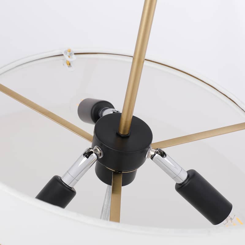 3-Light 18" Wide Gold Drum Design Modern Elegant Pendant Light with White Fabric Shade