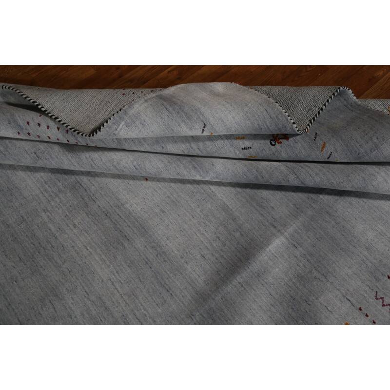 Hand Knotted Oriental 100% Wool Carpet Tribal Tribal Greys & Charcoal Gabbeh Area Rug - 9' 7'' X 8' 2''