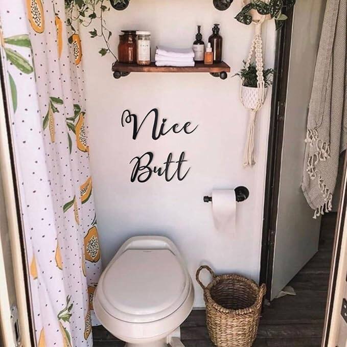 Nice Butt Metal Wall Decor - Funny Bathroom Wall Art,