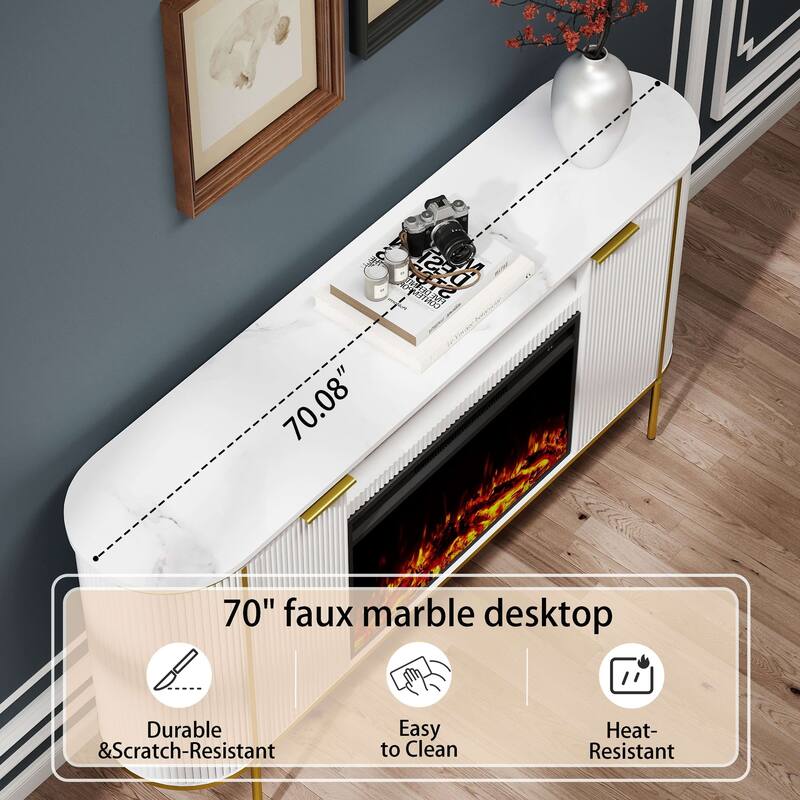 67" Entrainment CentersTV Stand with Fireplace for TVs up to 75"