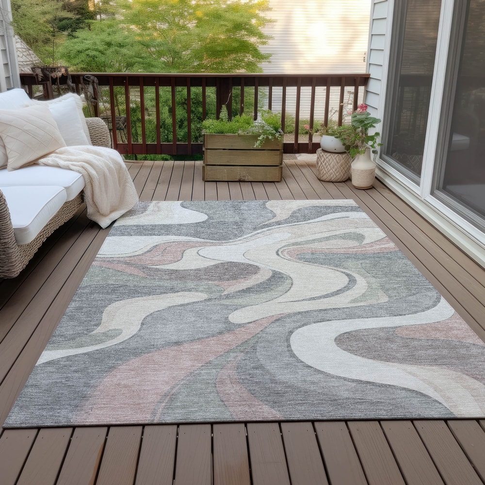 Machine Washable Indoor/Outdoor Soft Contemporary Chantille Rug