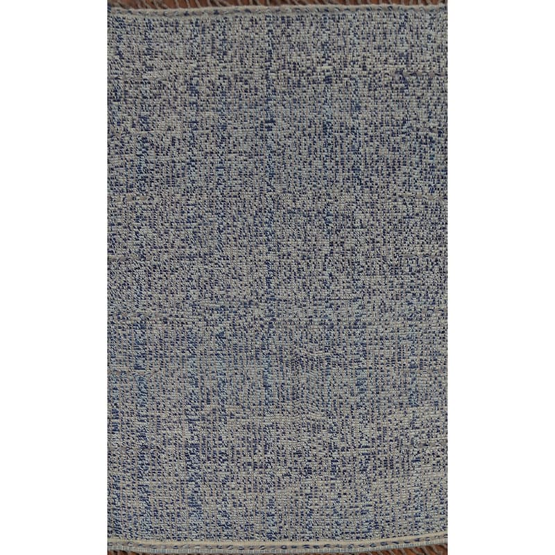 Blue & Gray Moroccan Abstract Area Rug Handmade Wool Carpet - 4'11"x 8'5"