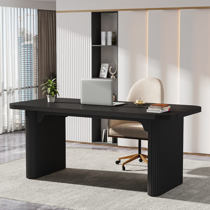 63'' W Wooden Executive Computer Desk for Home Office - Pure Black