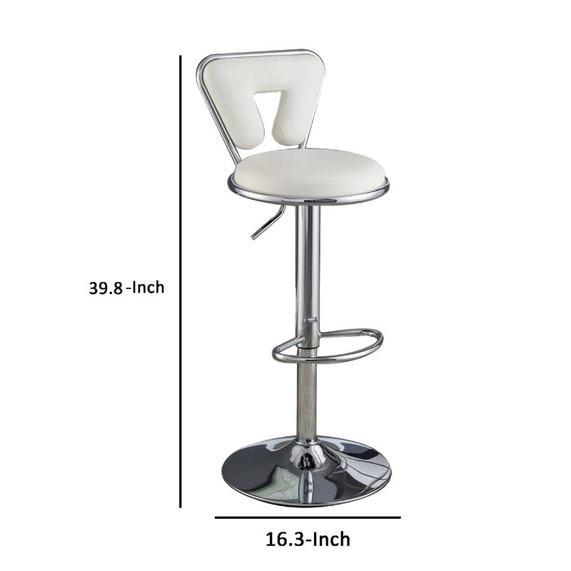 Adjustable Barstool with Round Seat and Stalk Support, Set of 2, White