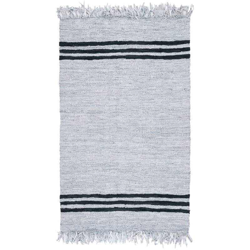 SAFAVIEH Handmade Vintage Leather Brandi Modern Rug - 6' Square - Ivory/Black