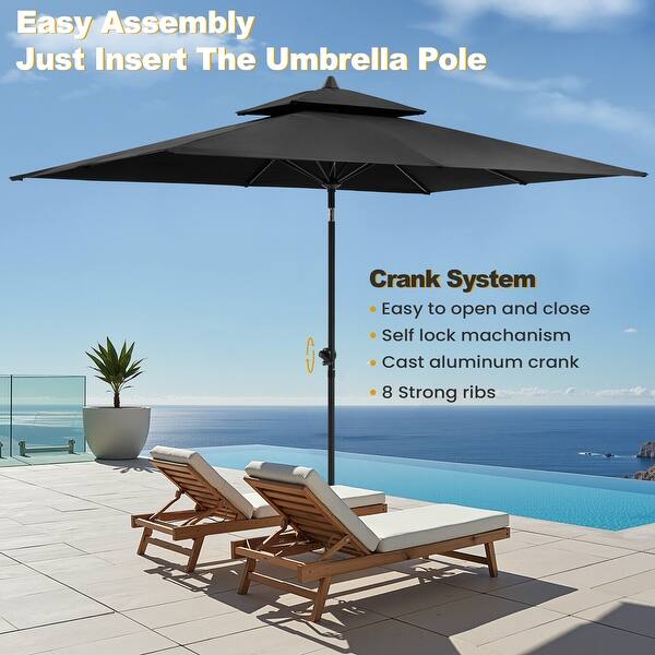 10 ft x 6 ft rectangular aluminum patio umbrella pole FansaFurn Umbrella, 6.5' 10' Metal Outdoor Patio Umbrella, Yard with Crank and Push Button Tilt, Steel Ribs, Polyester Canopy, Grey : Patio, Lawn & Garden You dont want the excitement of getting your outdoor umbrella in the mail to be overshadowed by disappointment when you cant use it until you order the base. SimplyShade Catalina 10-foot Rectangle Push