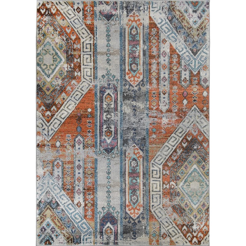 Barcelona Mayan Rust Aztec Area Rug - 7'10"x9'10