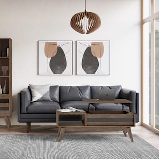 WYNDENHALL Wright SOLID ACACIA WOOD 48" Wide Rectangle Mid Century Lift Top Coffee Table in Rustic Natural Aged Brown