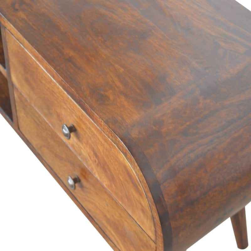 Artisan Furniture Chestnut Circular Media Unit, Brown with storage & Drawer
