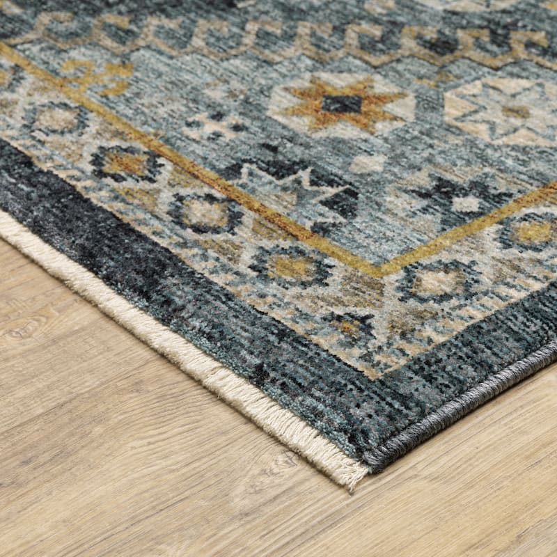 Style Haven Amelie Nomadic Tribal Blue/ Gold Indoor Area Rug