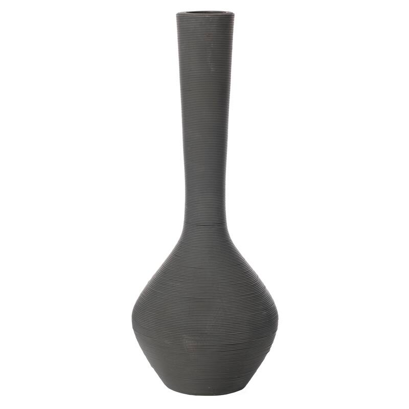 Tall Floor Vase, Modern Charcoal Grey Extra Large Floor Vase, 38-inch Trumpet Style Plastic Rope Vase