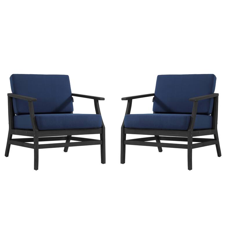 Teak Outdoor Patio Club Chairs Loveseat with Cushions