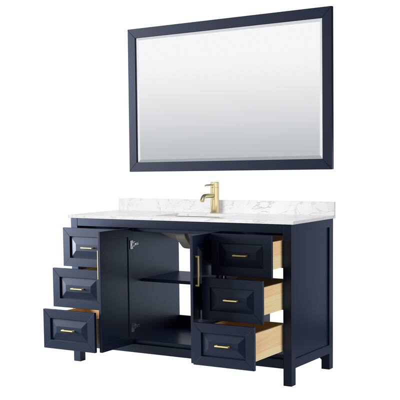 Daria 60 Inch Single Vanity, Cultured Marble Top, 58 Inch Mirror