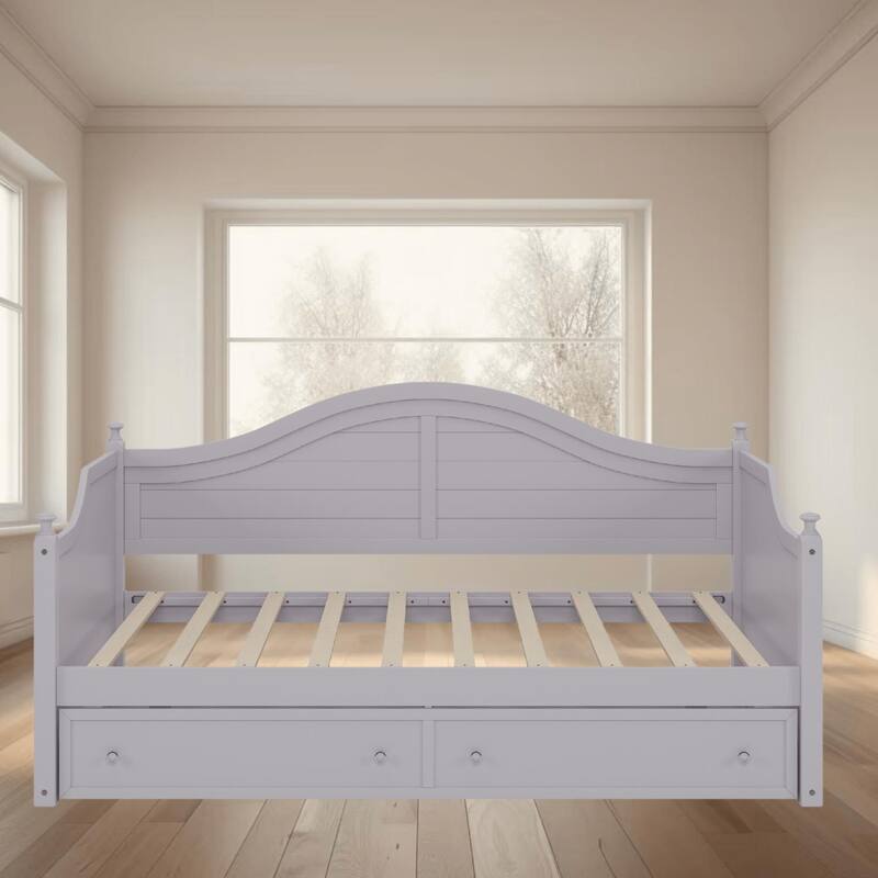 Space-Saving Twin Size Wood Daybed with 2 Large Storage Drawers, Perfect for Guest Rooms, Living Rooms, or Studio Apartments - Grey - Twin