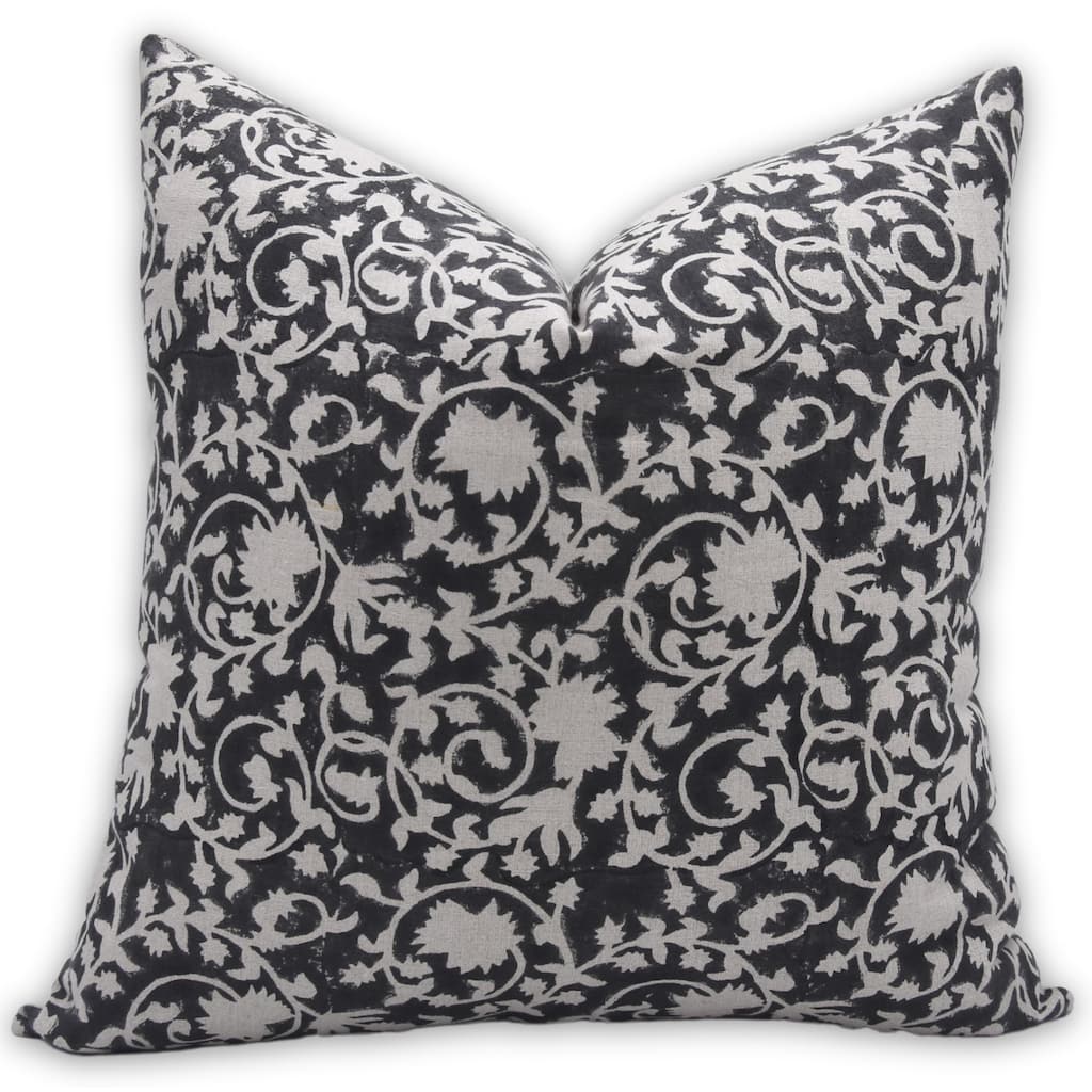 Fabdivine Linen Farmhouse Block print pillow Cover