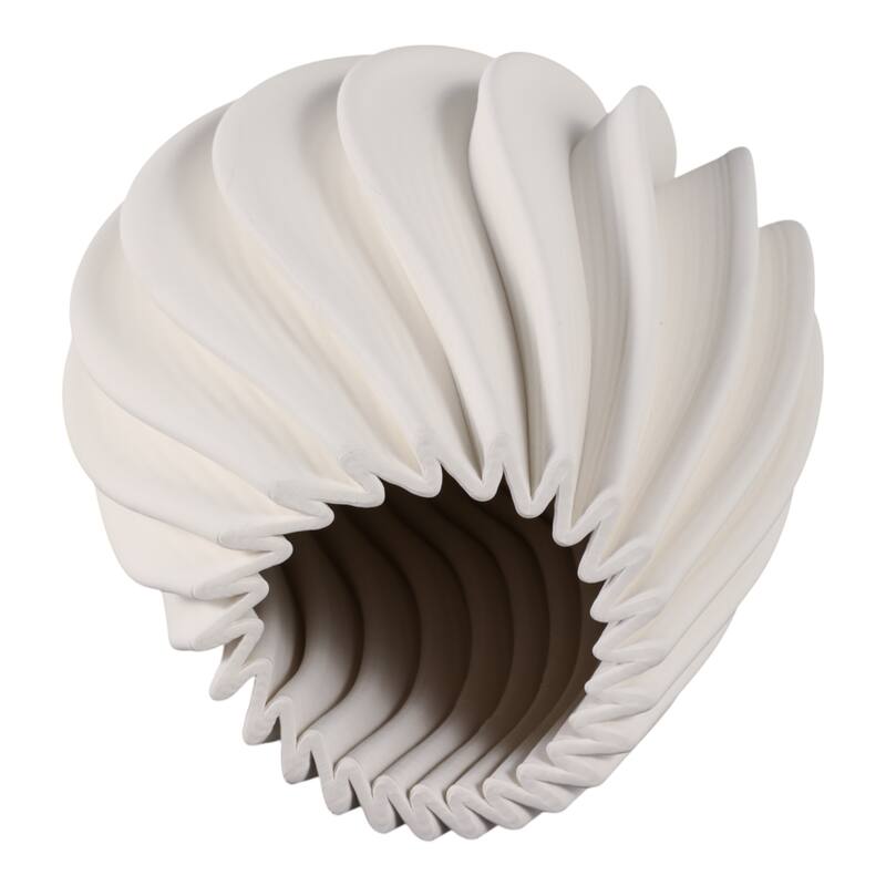 Porcelain Sculptural Fluted Vase Vertical Ribbed Design Modern Style