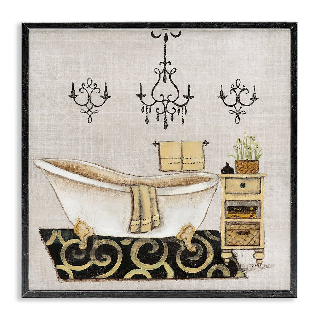 Stupell Vintage Luxurious Bathroom Tub Framed Giclee Art Design By Janet Tava