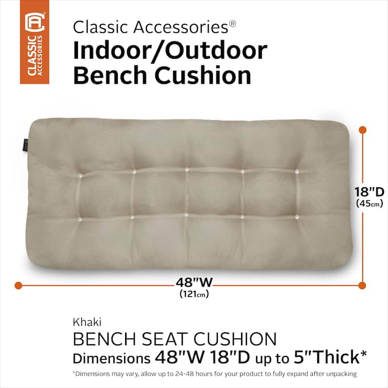 Classic Accessories Water-Resistant Indoor/Outdoor Bench Cushion