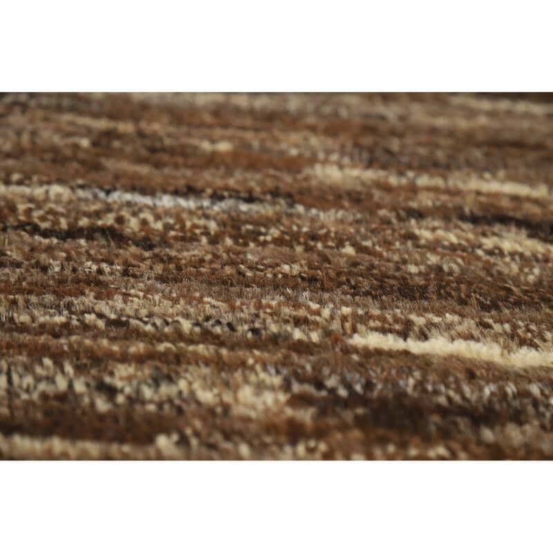 Brown Moroccan Oriental Area Rug Hand-Knotted Wool Carpet - 6'11" x 9'5"