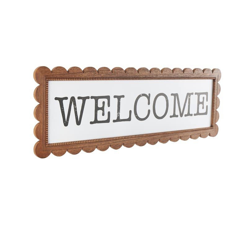 Wood Sign Handmade Welcome Decorative Sign with Black Lettering - Brown - Roche River Decor