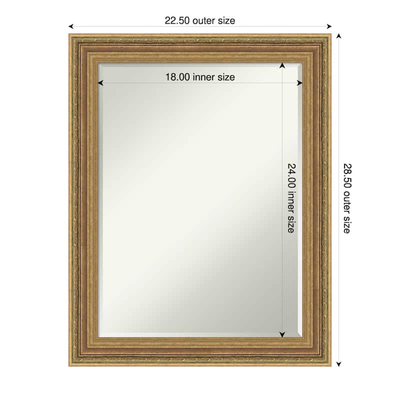 Elliot Half-Inch-Bevel Framed Bathroom Vanity Wall Mirror - Elliot Gold - 23 x 29 in