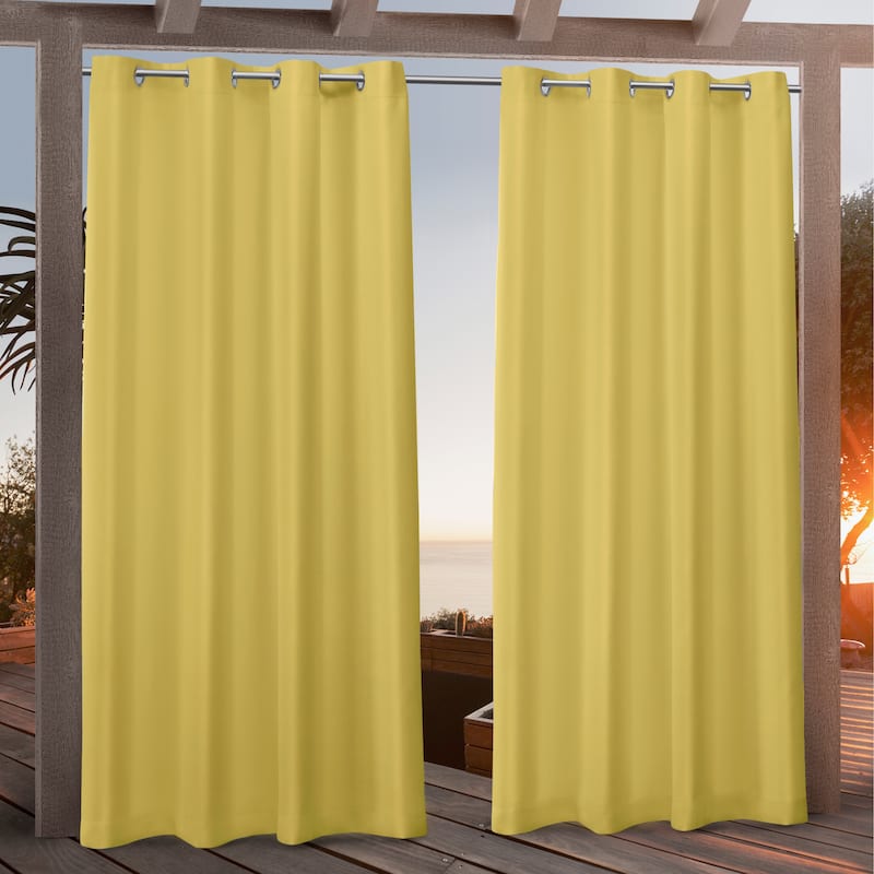 NICOLE MILLER NEW YORK Canvas Indoor/Outdoor Grommet Top Curtain Panel Pair