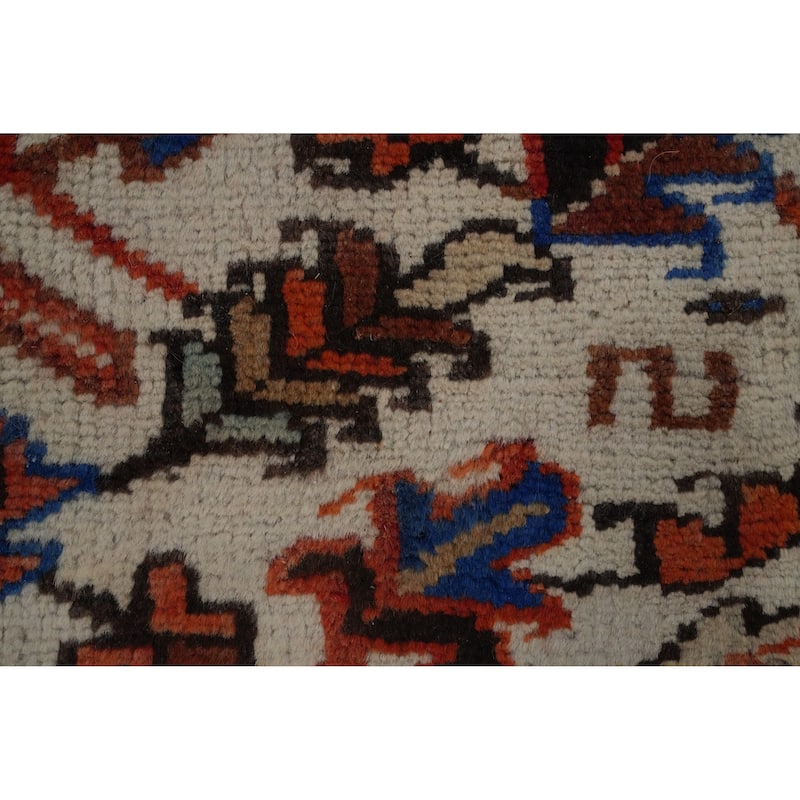 Hand Knotted Oriental 100% Wool Carpet Traditional Floral Red Heriz Area Rug - 11' 2'' X 8' 3''