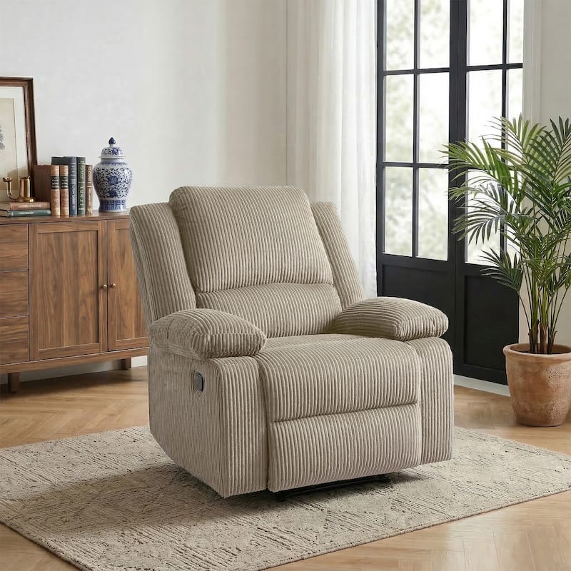 Corduroy Manual Recliner Chair with Footrest - Corduroy - Oatmeal