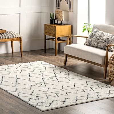 Nuloom Rae SuperiorWash Abstract Stripes Machine Washable Shag Area Rug