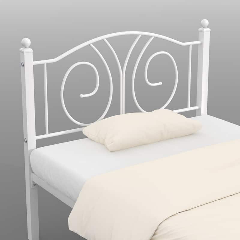 VECELO Platform Bed Frame with Scroll Headboard, Twin/Full/Queen Size Beds