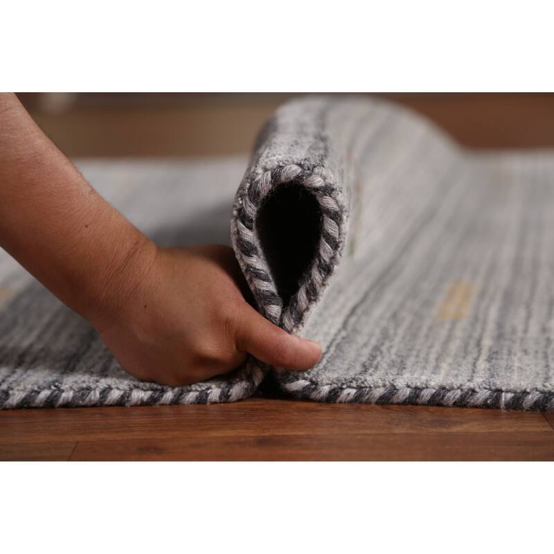 Hand Knotted Oriental 100% Wool Carpet Tribal Animal Pictorial Greys & Charcoal Gabbeh Area Rug - 8' 0'' X 5' 0''