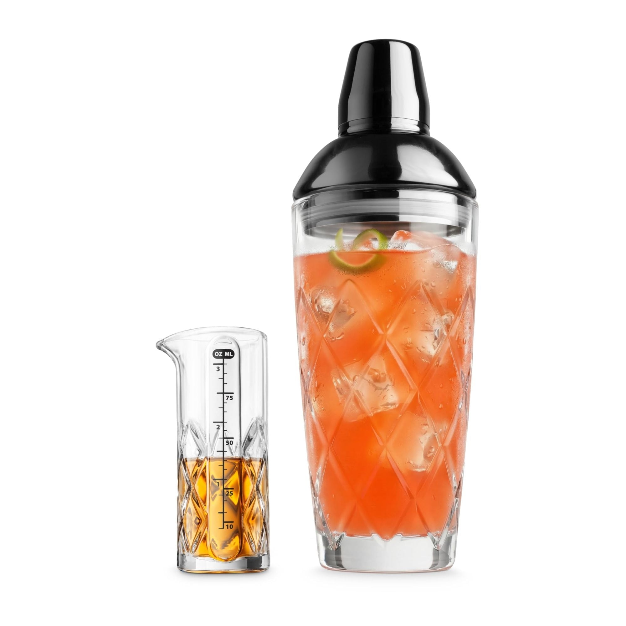 Final Touch Yarai Cocktail Shaker Set Japanese Inspired 24 oz - 9.1" H x 6.3" L x 3.7" W