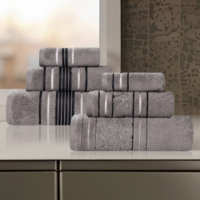 Superior Sadie Zero Twist Cotton Solid and Floral 6 Piece Towel Set