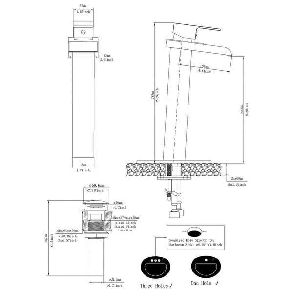 Single Handle Bathroom Vessel Sink Faucet With Drain Assembly Black