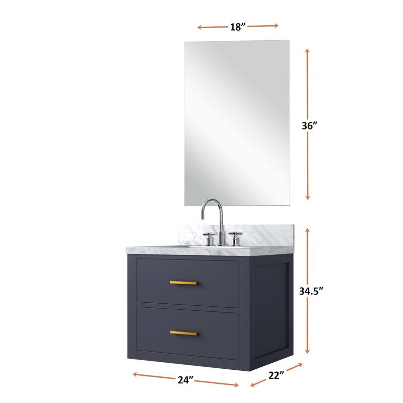 Castor Bath Vanity with Acrylic Top, Sink, Mirror and Faucet