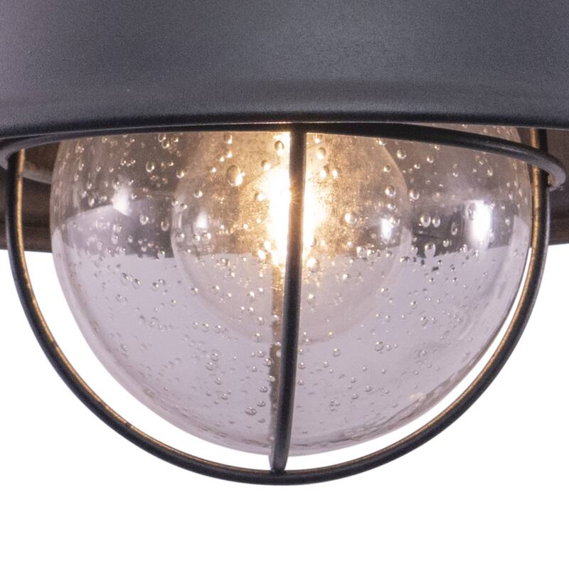 Harwich Gray Coastal Barn Dome Outdoor Flush Mount Ceiling Light Clear Glass - 10-in W x 7.75-in H x 10-in D