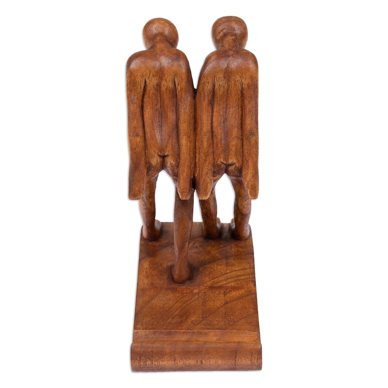 Novica Handmade Strong Brotherhood Wood Phone Holder