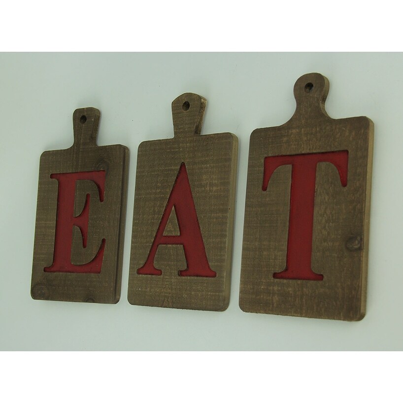 Shop Eat Letters Rustic Wood Cutting Boards Wall Decor Set