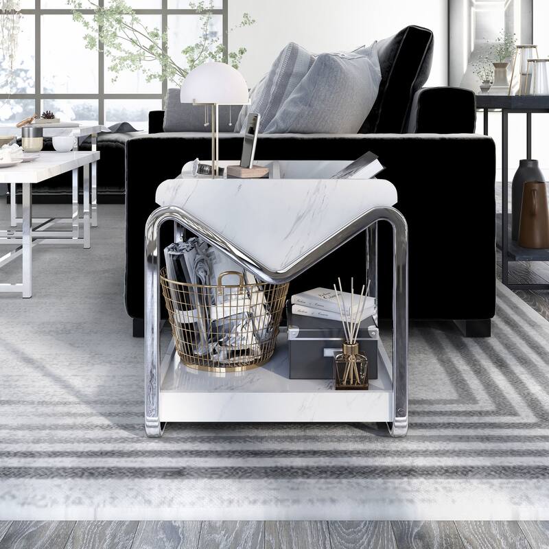 DH BASIC Contemporary 22-inch Metal 3-shelf End Table by Denhour