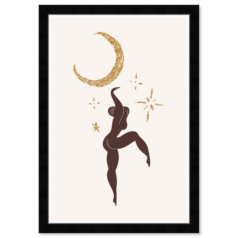 Wynwood Studio Prints Music and Dance Dancing in the moonlight Gold and Bohemian & Eclectic Wall Art Canvas Print