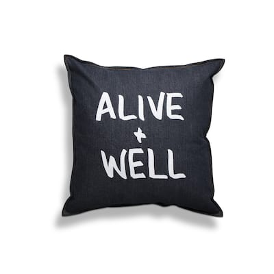20'' x 20'' Alive & Well Pillow Denim Throw Pillow