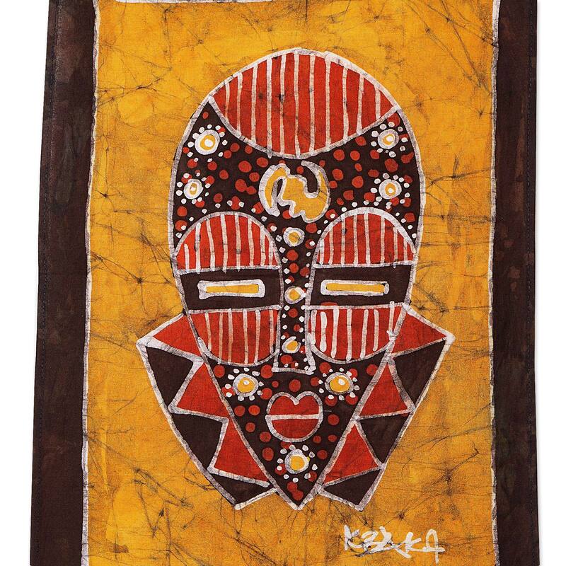 Novica Handmade Golden Silence Cotton Wall Hanging