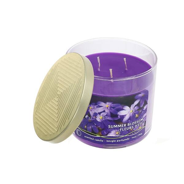 14 Oz 3 Wick Jar Candle With Embossed Lid (Summer Blossom) Set of 2